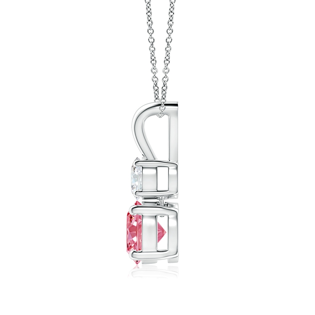 6mm AAAA Round Fancy Intense Pink and White Diamond Two Stone Pendant in P950 Platinum - side 199