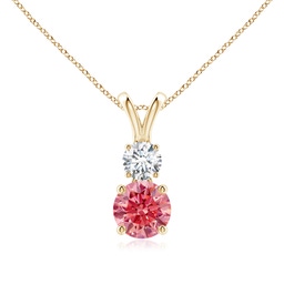 Two Stone Yellow Gold Pink Diamond Necklaces & Pendants