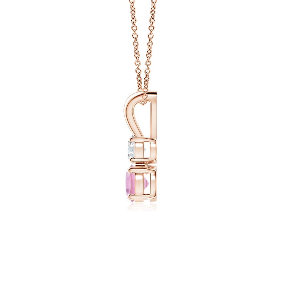 4mm A Round Pink Tourmaline and Diamond Two Stone Pendant in Rose Gold side-1
