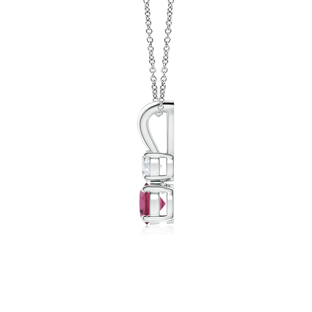 4mm AAAA Round Pink Tourmaline and Diamond Two Stone Pendant in White Gold - side_1