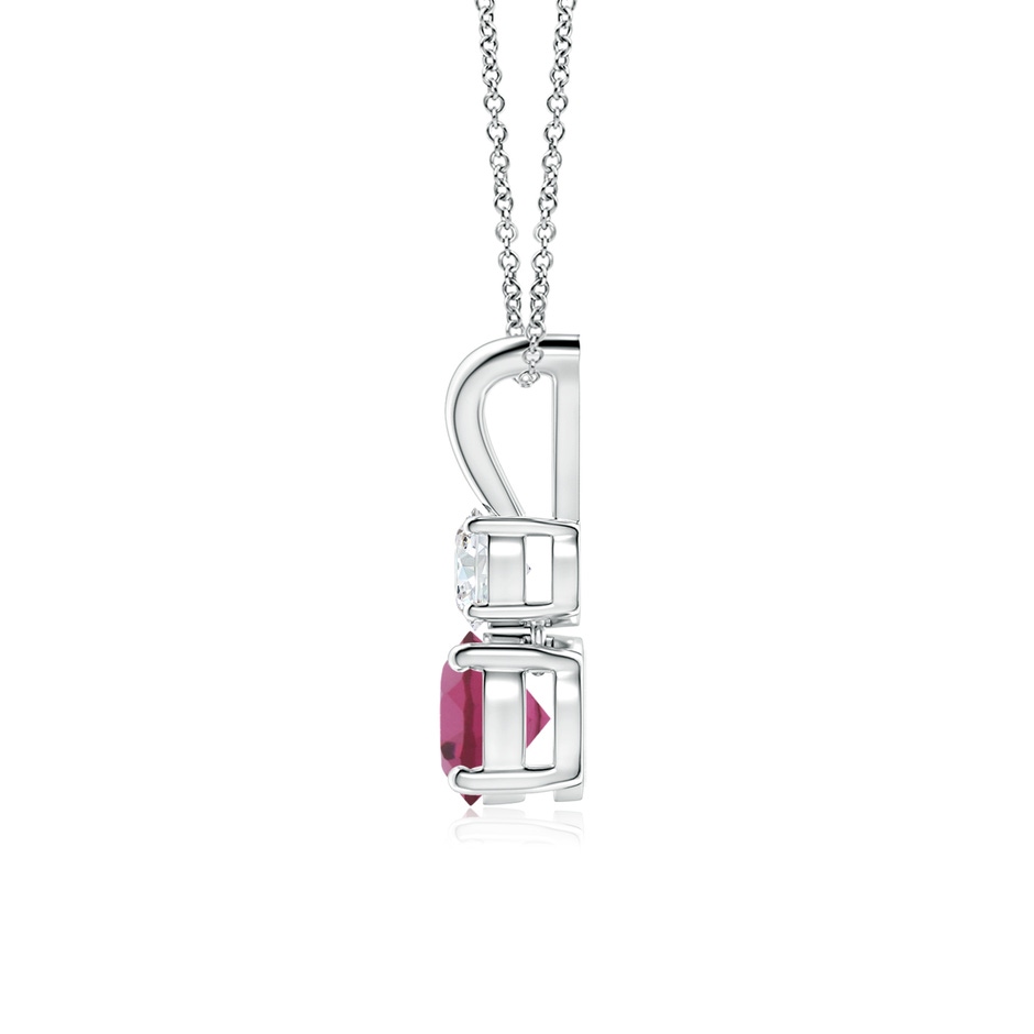 5mm AAAA Round Pink Tourmaline and Diamond Two Stone Pendant in P950 Platinum side-1
