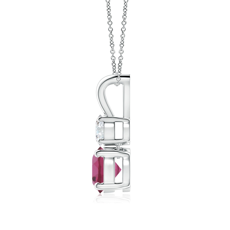 6mm AAAA Round Pink Tourmaline and Diamond Two Stone Pendant in P950 Platinum side-1