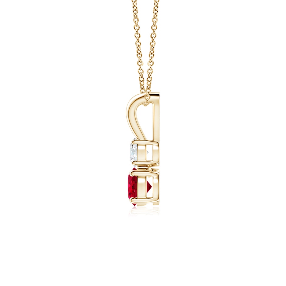 4mm AAA Round Ruby and Diamond Two Stone Pendant in Yellow Gold side 199
