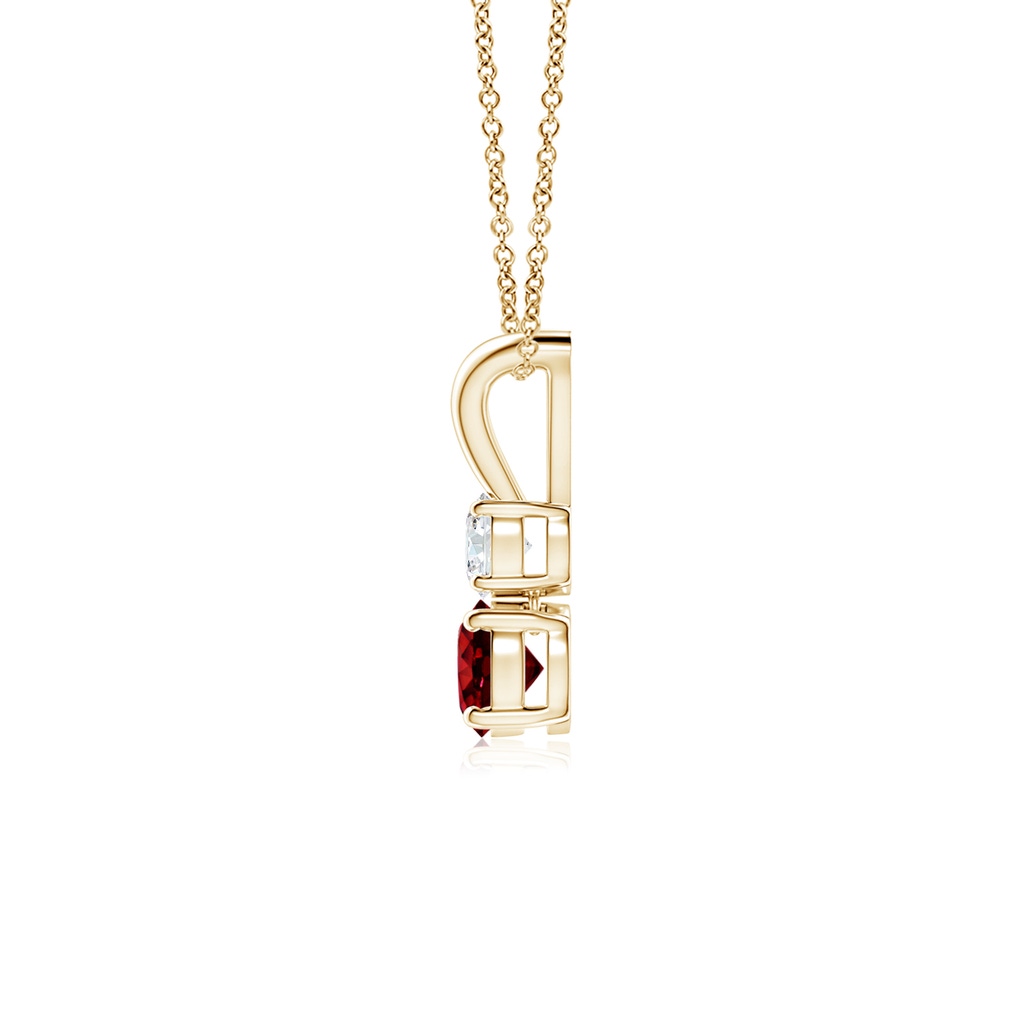 4mm AAAA Round Ruby and Diamond Two Stone Pendant in Yellow Gold - side 199