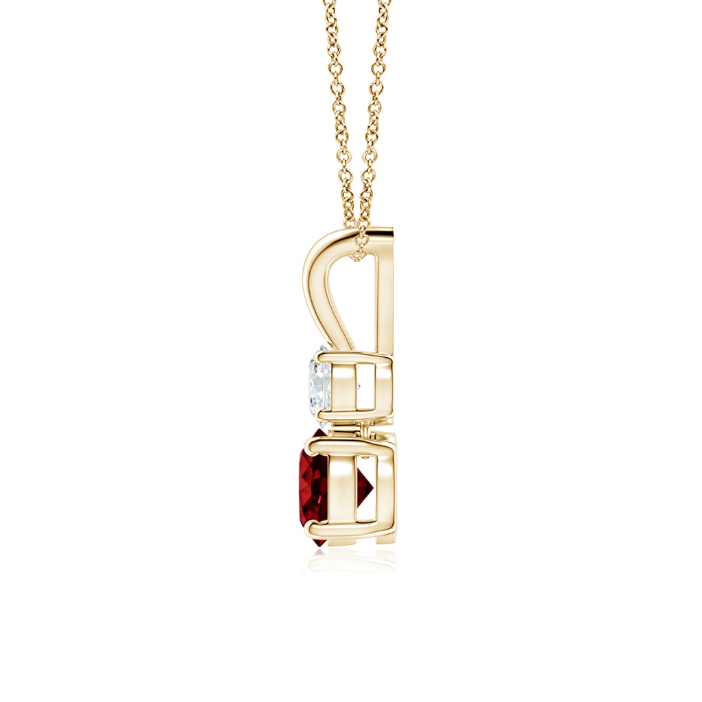 5mm AAAA Round Ruby and Diamond Two Stone Pendant in Yellow Gold - side 199