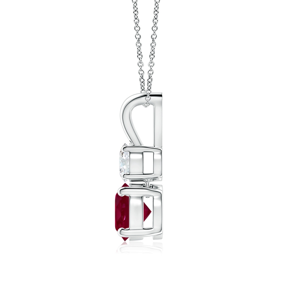 6mm A Round Ruby and Diamond Two Stone Pendant in White Gold side 199