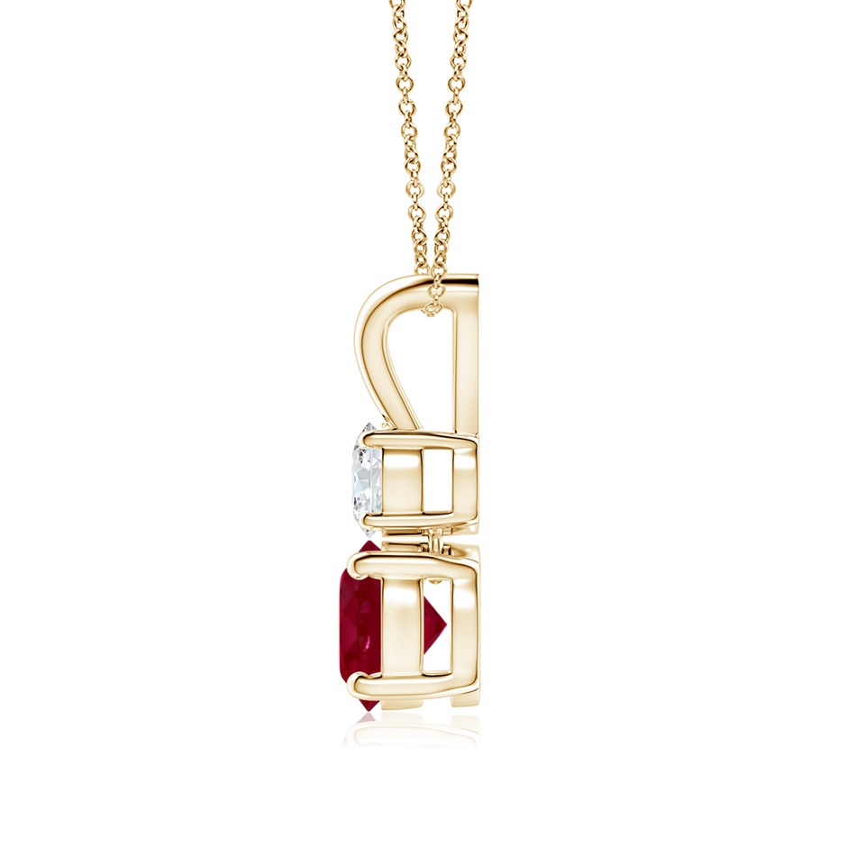 6mm AA Round Ruby and Diamond Two Stone Pendant in Yellow Gold side 199