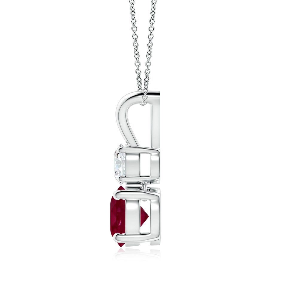 7mm A Round Ruby and Diamond Two Stone Pendant in White Gold side 199