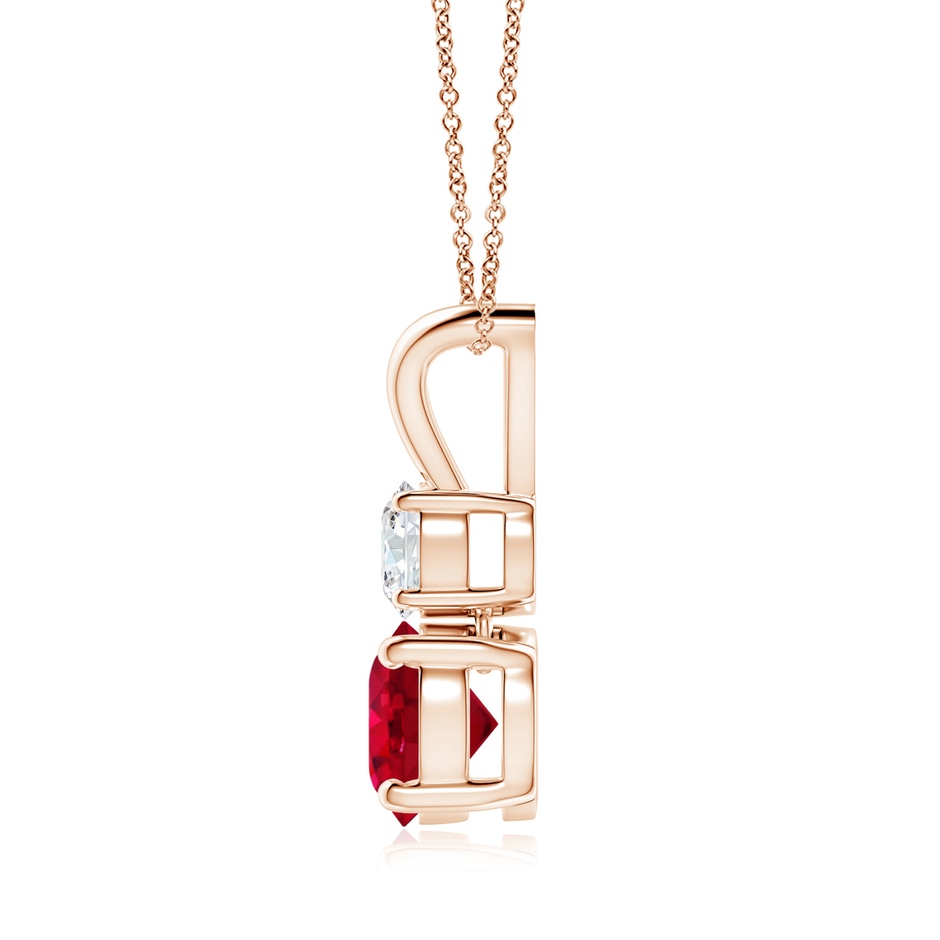 7mm AAA Round Ruby and Diamond Two Stone Pendant in Rose Gold side 199