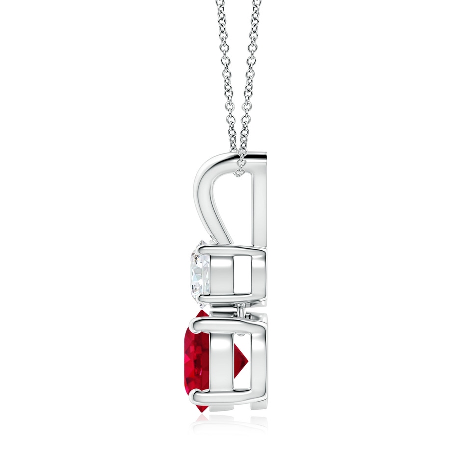 7mm AAA Round Ruby and Diamond Two Stone Pendant in White Gold side 199