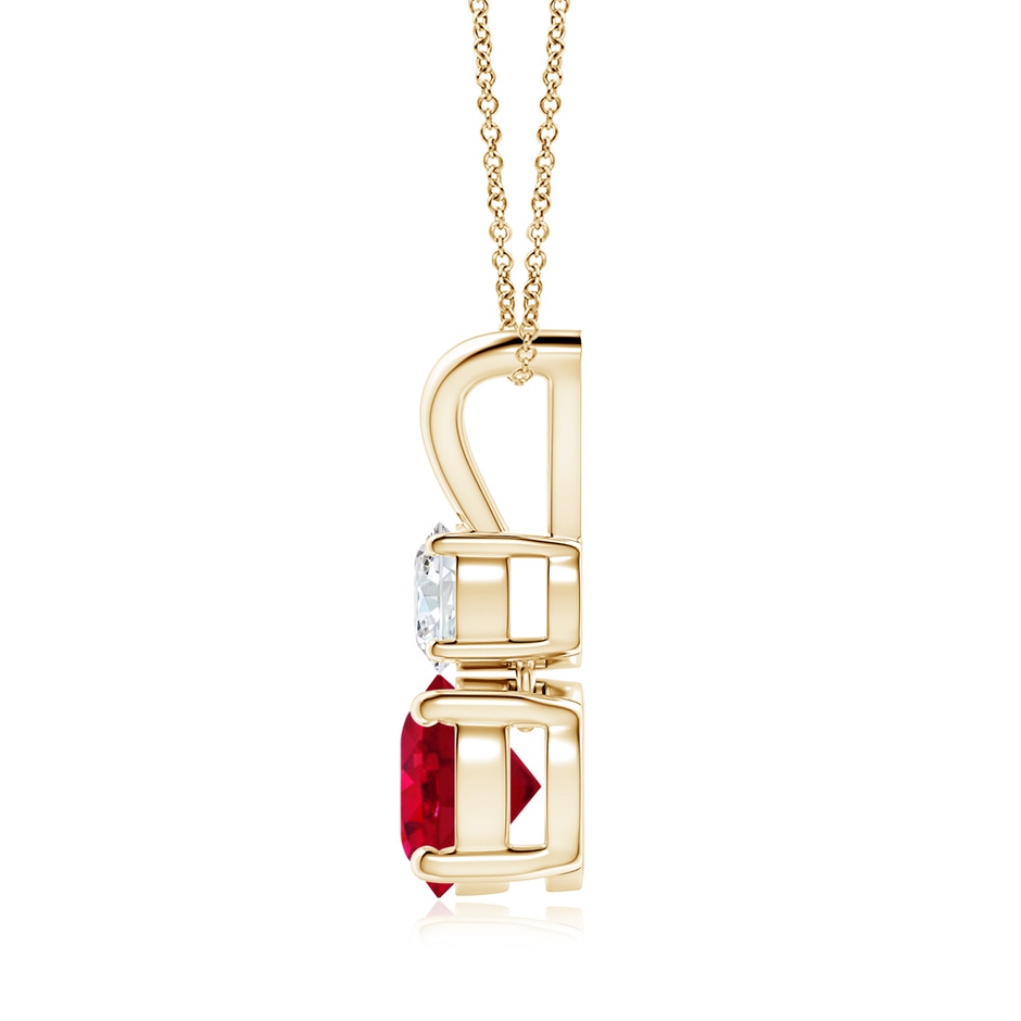 7mm AAA Round Ruby and Diamond Two Stone Pendant in Yellow Gold side 199