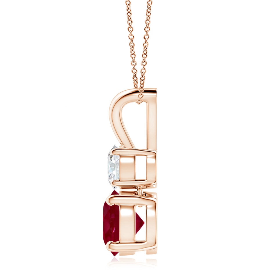 8mm AA Round Ruby and Diamond Two Stone Pendant in Rose Gold side 199