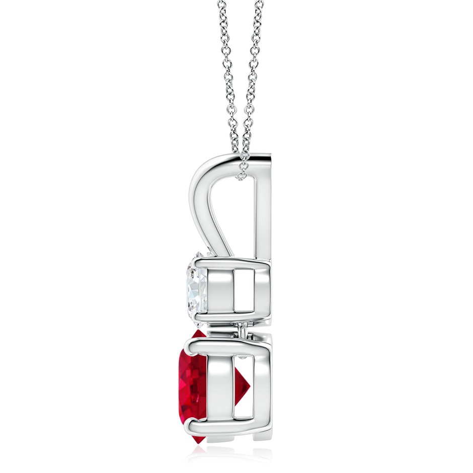 8mm AAA Round Ruby and Diamond Two Stone Pendant in P950 Platinum side 199
