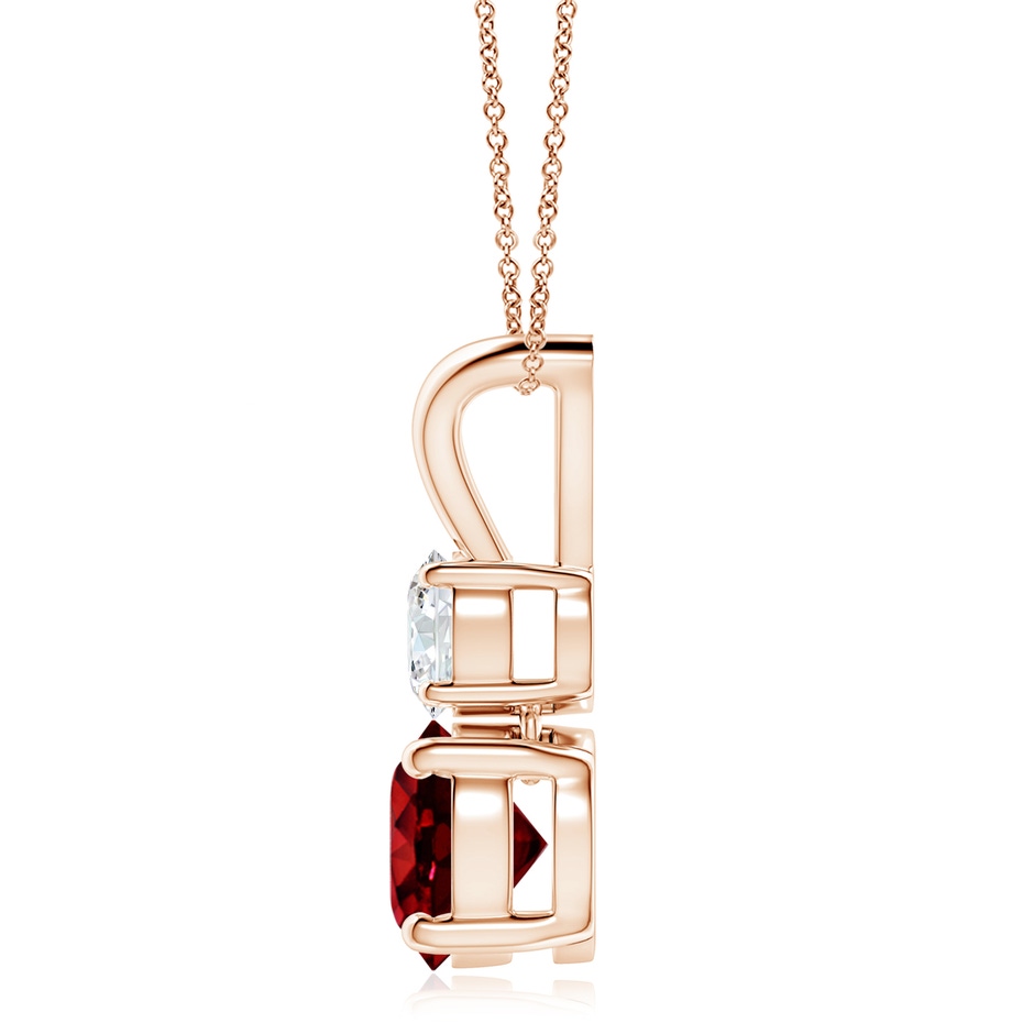 8mm AAAA Round Ruby and Diamond Two Stone Pendant in Rose Gold side 199