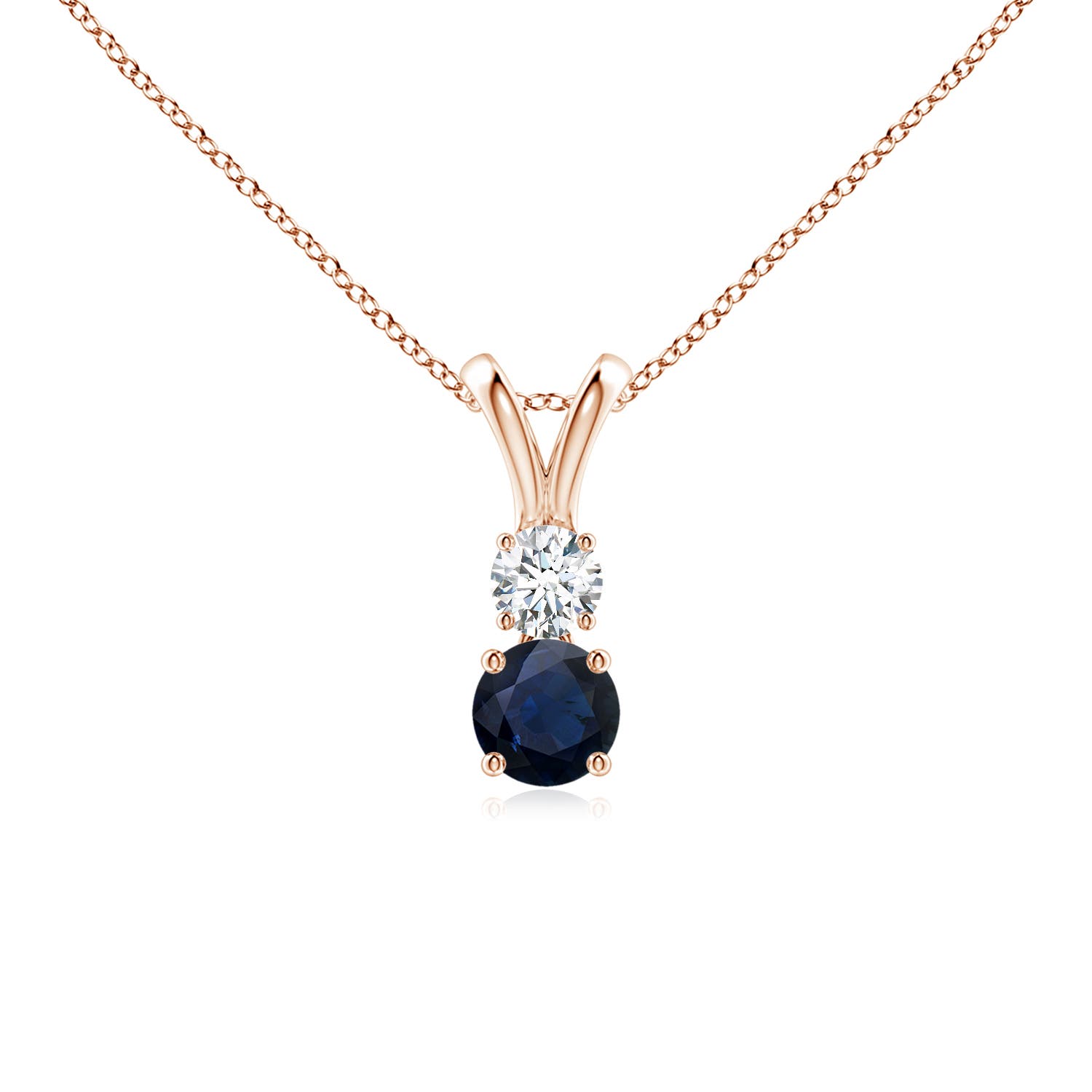 A - Blue Sapphire / 0.44 CT / 14 KT Rose Gold