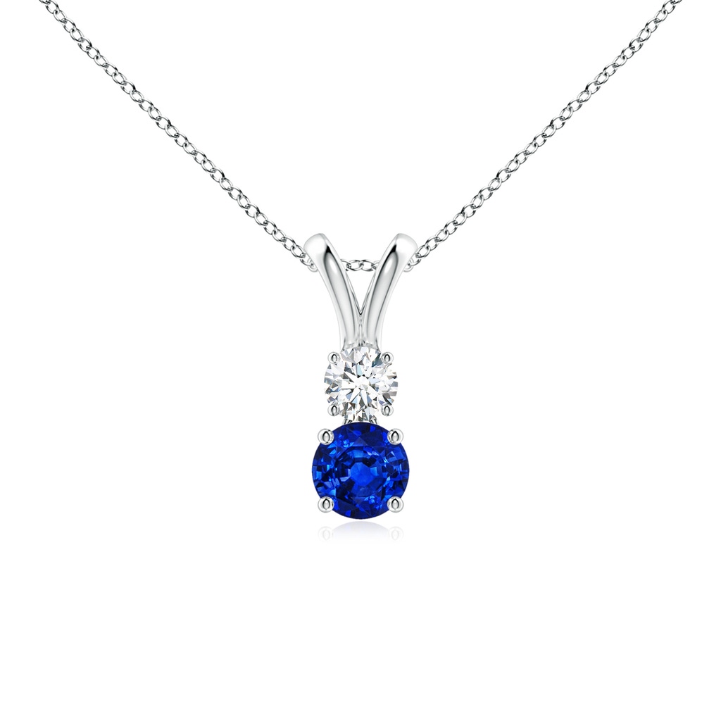 4mm AAAA Round Sapphire and Diamond Two Stone Pendant in P950 Platinum