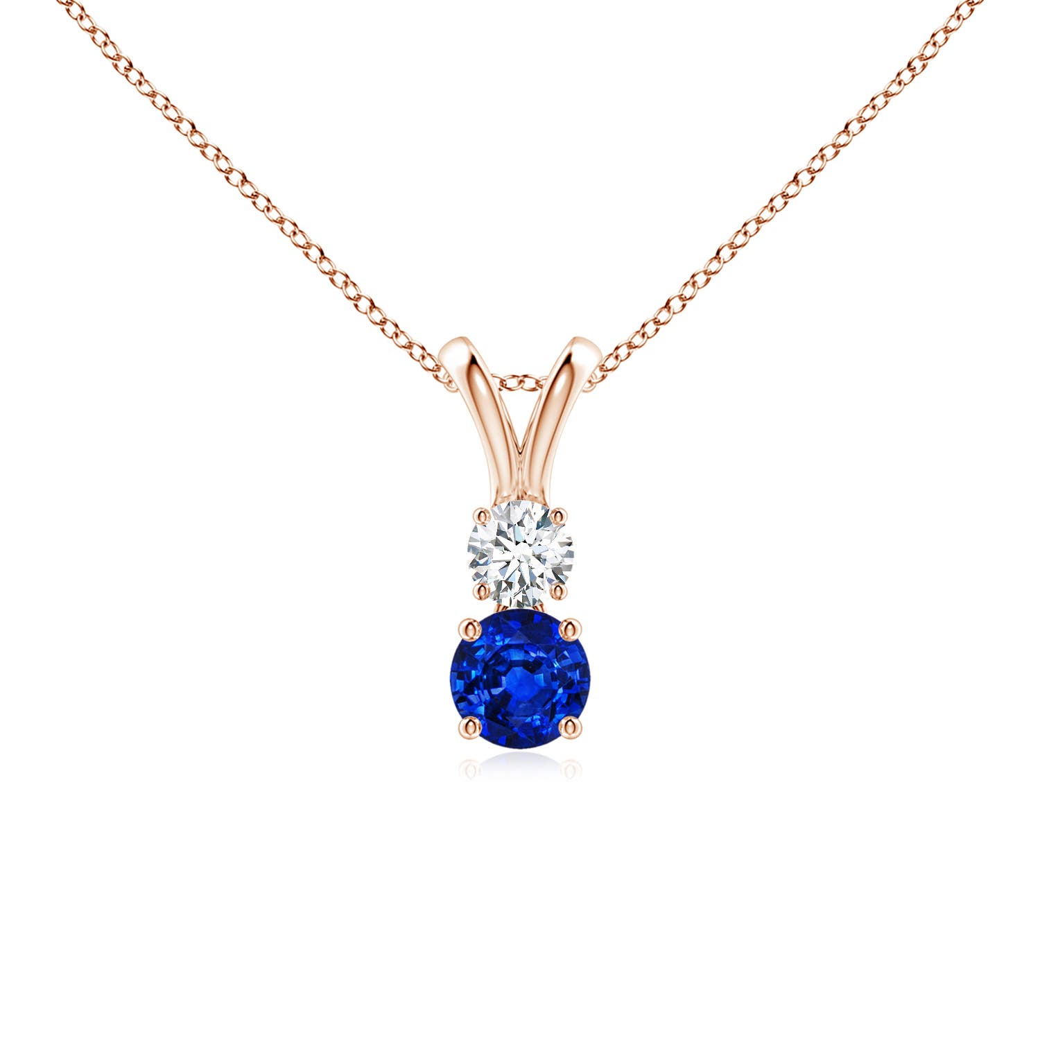 AAAA - Blue Sapphire / 0.44 CT / 14 KT Rose Gold