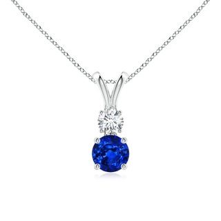 5mm AAAA Round Sapphire and Diamond Two Stone Pendant in P950 Platinum