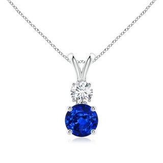 6mm AAAA Round Sapphire and Diamond Two Stone Pendant in P950 Platinum