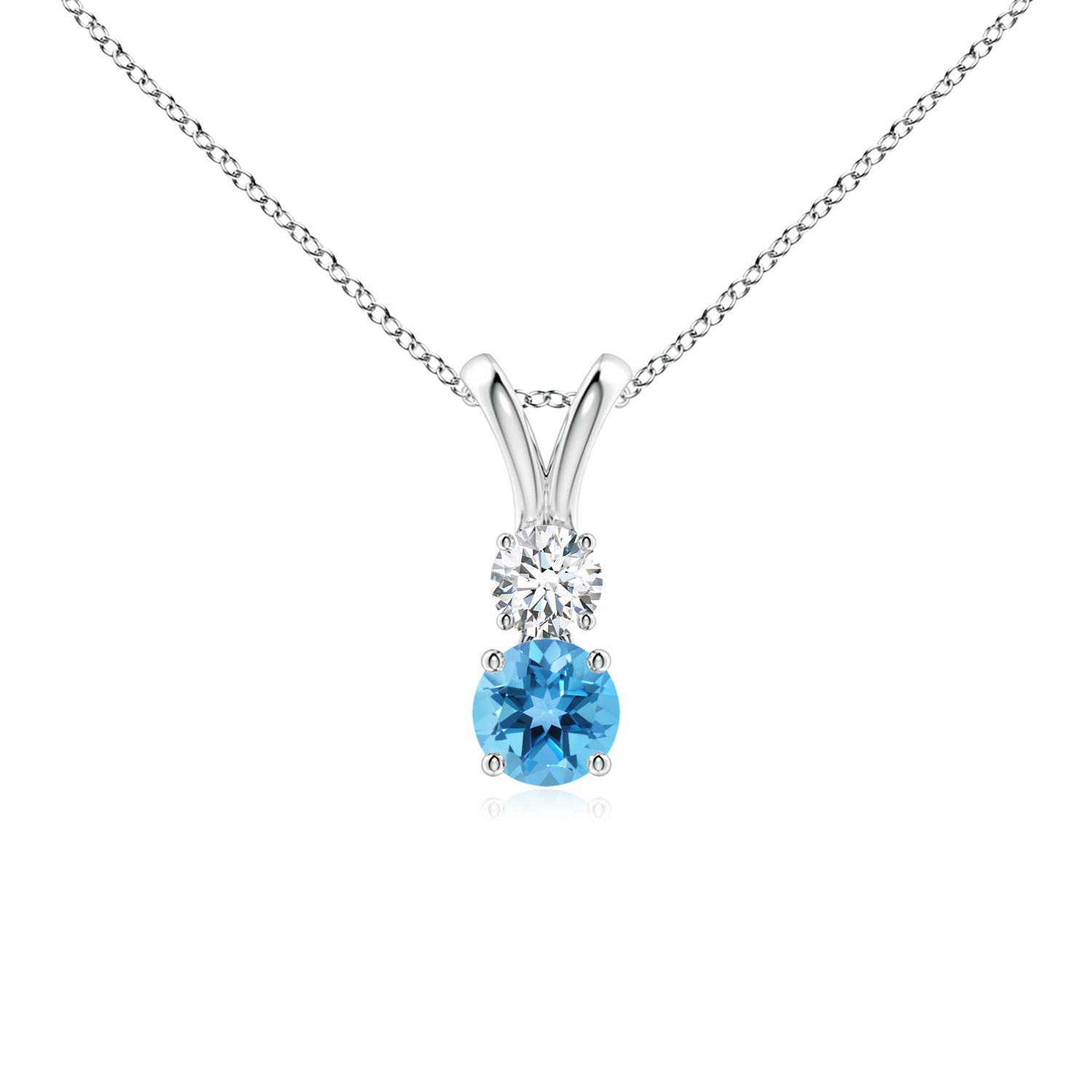 AA - Swiss Blue Topaz / 0.43 CT / 14 KT White Gold