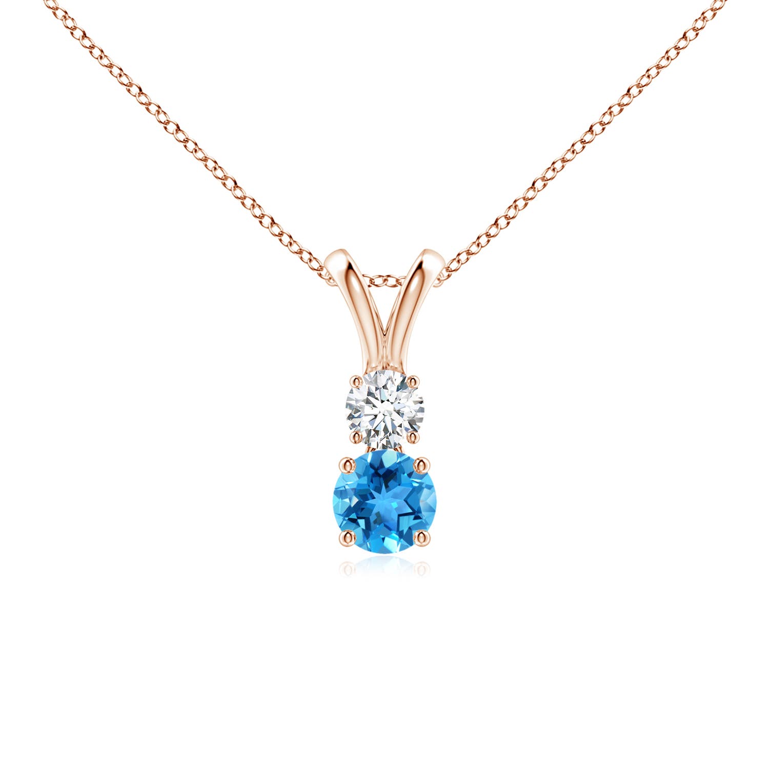 AAA - Swiss Blue Topaz / 0.43 CT / 14 KT Rose Gold