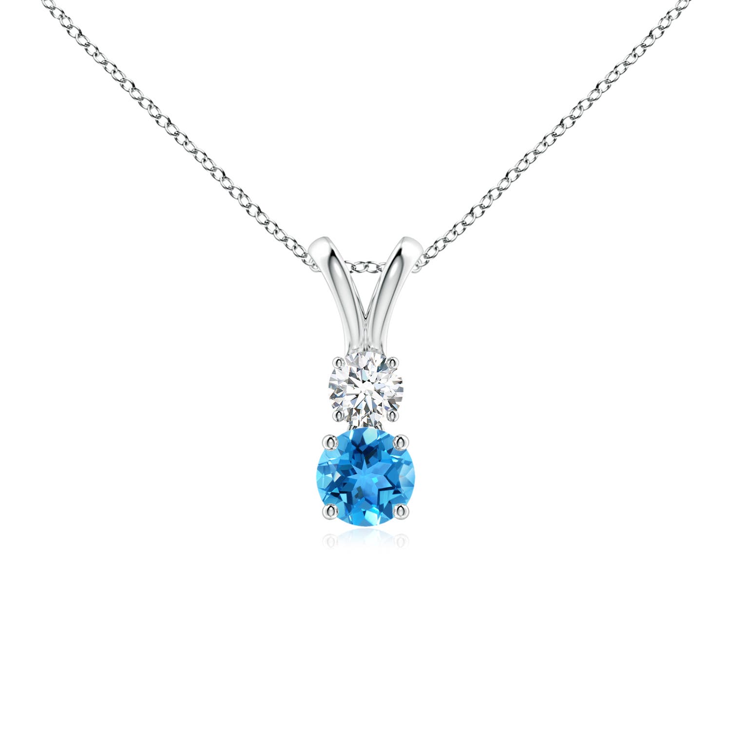 AAA - Swiss Blue Topaz / 0.43 CT / 14 KT White Gold