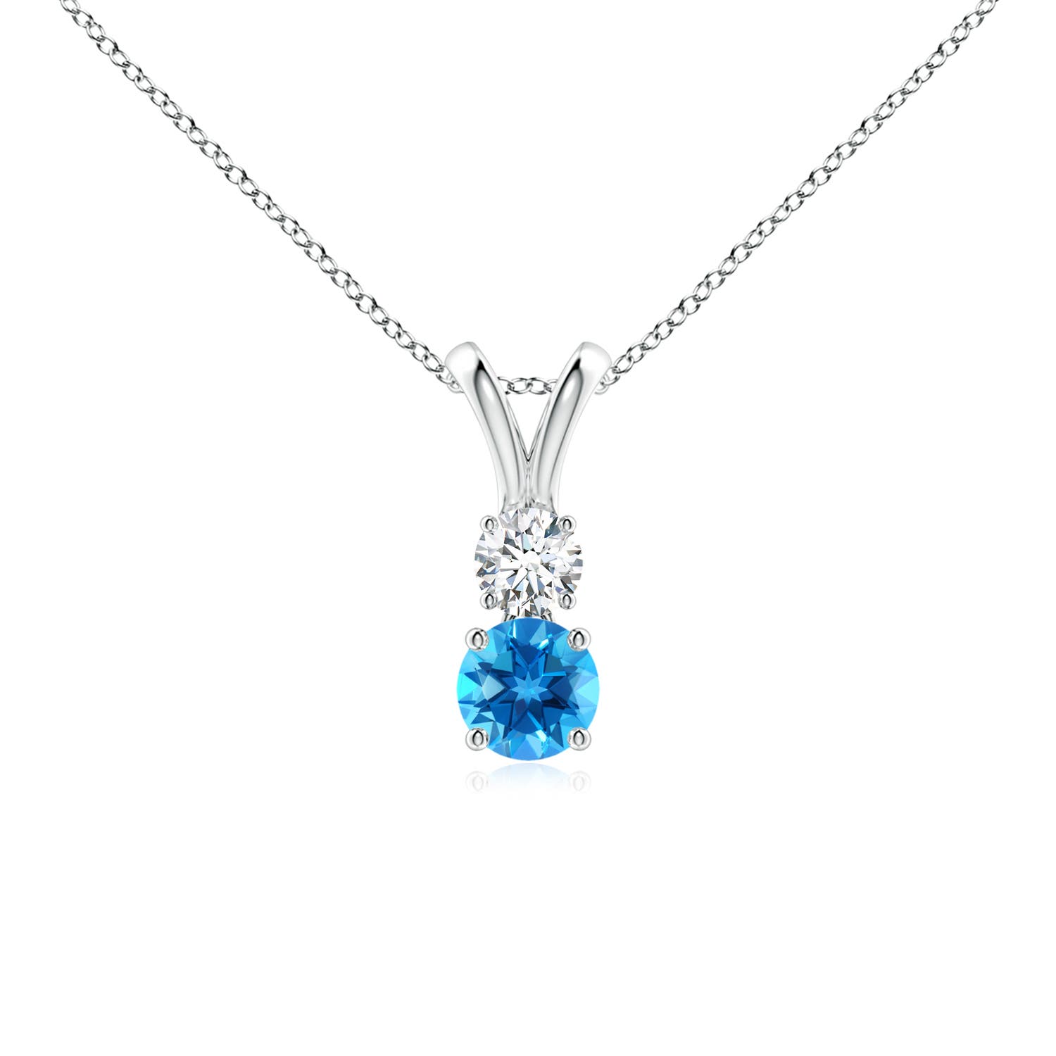 AAAA - Swiss Blue Topaz / 0.43 CT / 14 KT White Gold