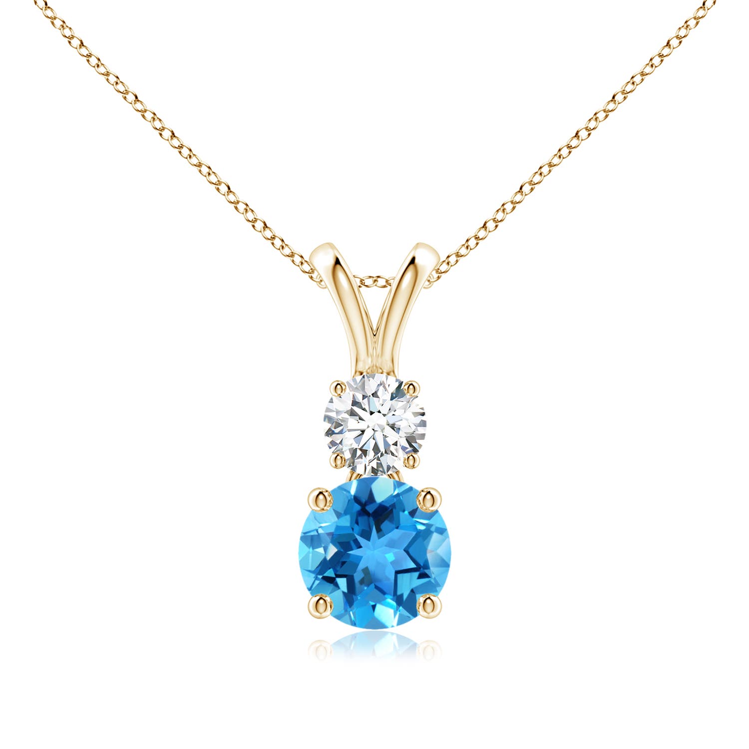 AAA - Swiss Blue Topaz / 1.18 CT / 14 KT Yellow Gold