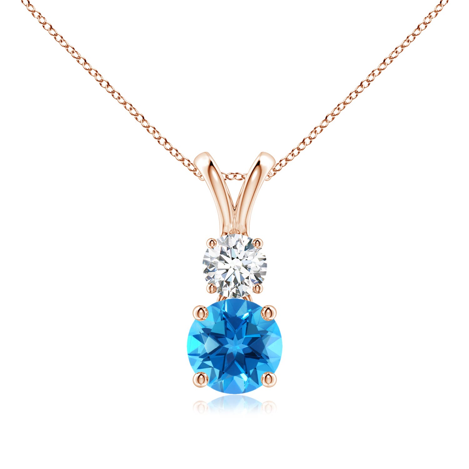 AAAA - Swiss Blue Topaz / 1.18 CT / 14 KT Rose Gold