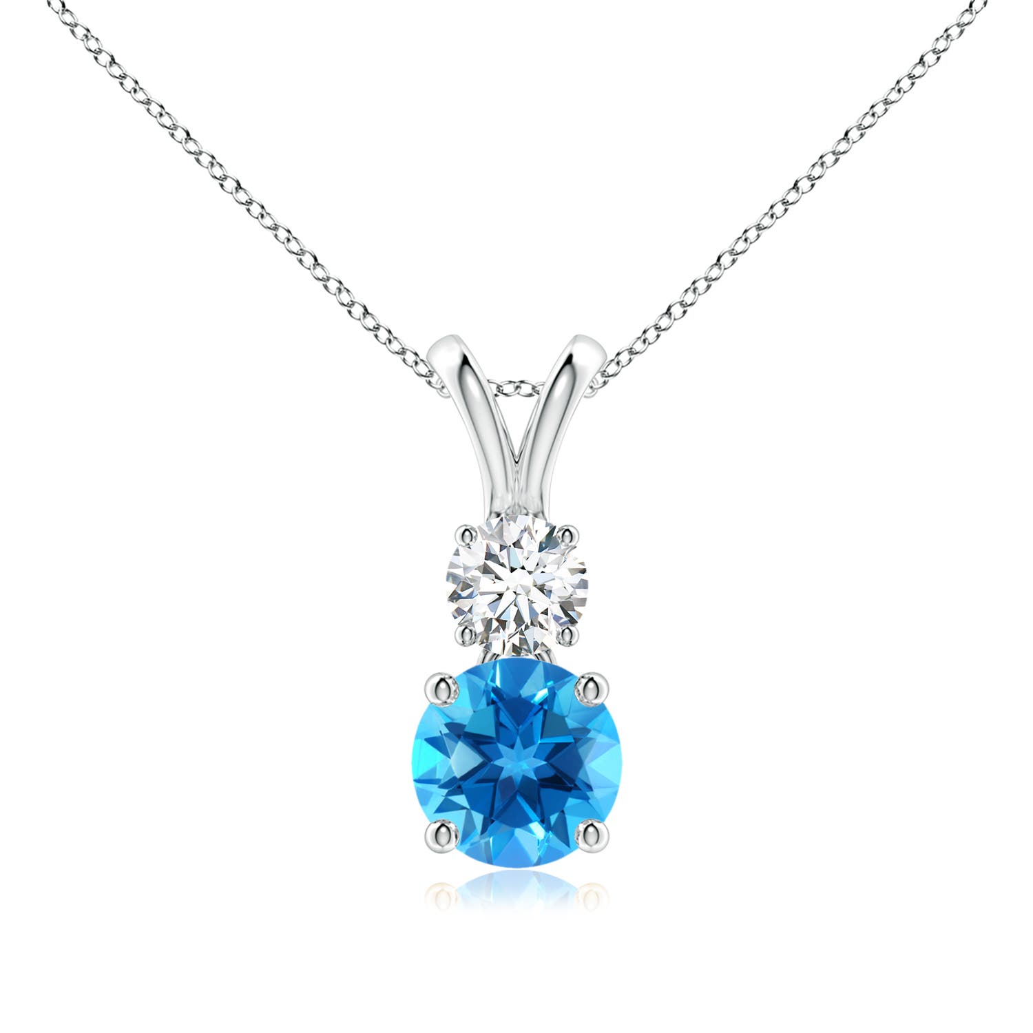 AAAA - Swiss Blue Topaz / 1.18 CT / 14 KT White Gold