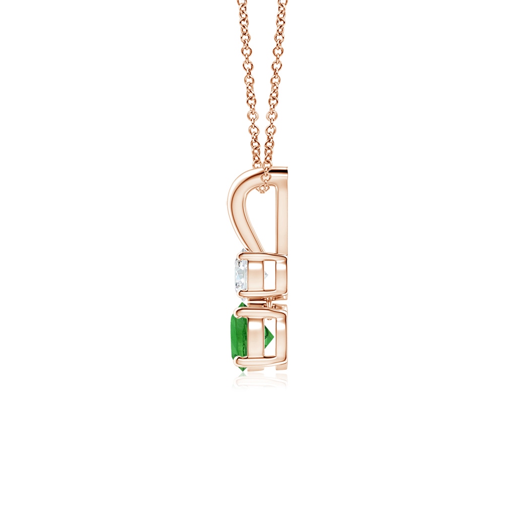 4mm AAAA Round Tsavorite and Diamond Two Stone Pendant in Rose Gold - side_1