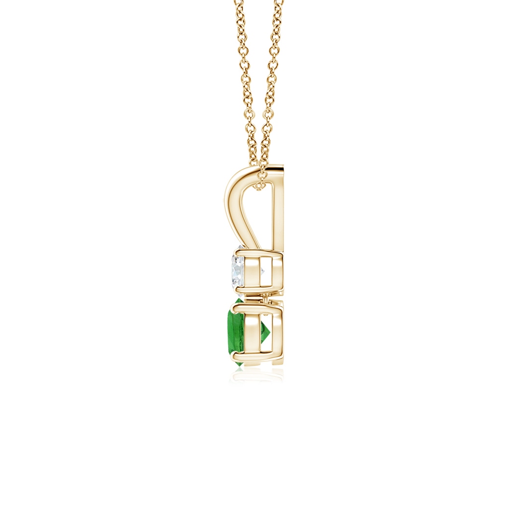 4mm AAAA Round Tsavorite and Diamond Two Stone Pendant in Yellow Gold - side_1