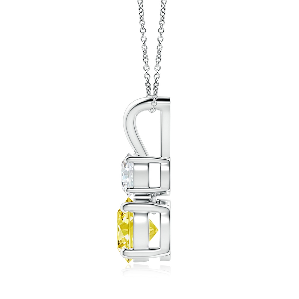 7mm AAAA Round Fancy Intense Yellow and White Diamond Two Stone Pendant in White Gold - side 199