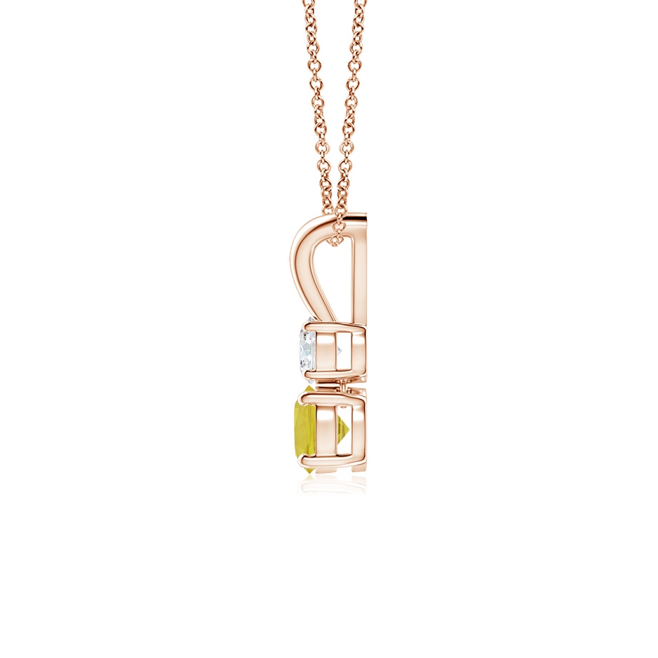 4mm A Round Yellow Sapphire and Diamond Two Stone Pendant in Rose Gold side-1