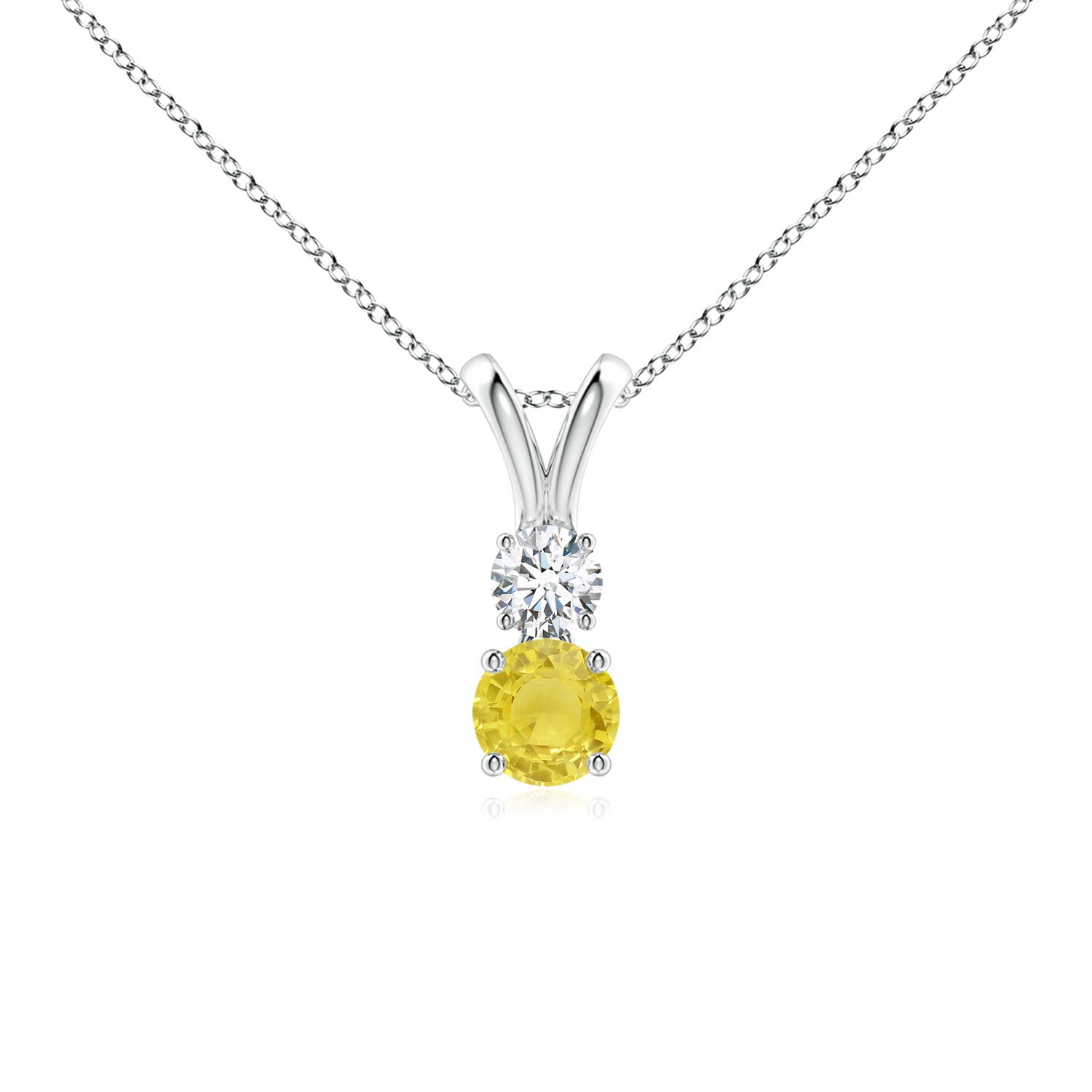 A - Yellow Sapphire / 0.38 CT / 14 KT White Gold