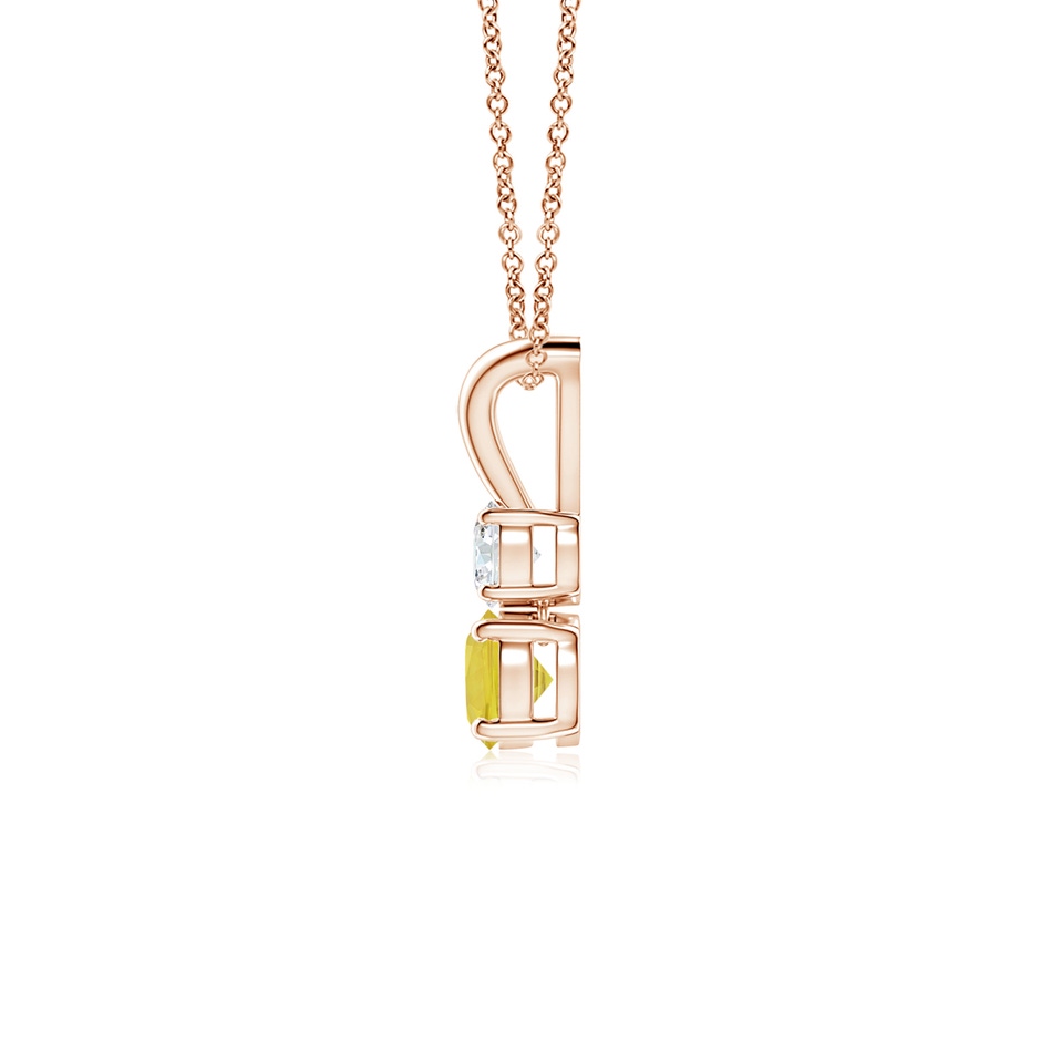 4mm AA Round Yellow Sapphire and Diamond Two Stone Pendant in Rose Gold side-1