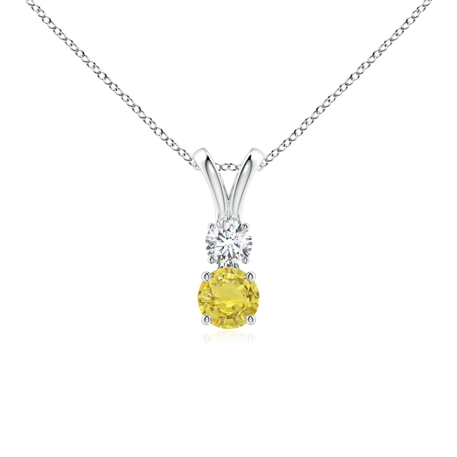 AA - Yellow Sapphire / 0.38 CT / 14 KT White Gold