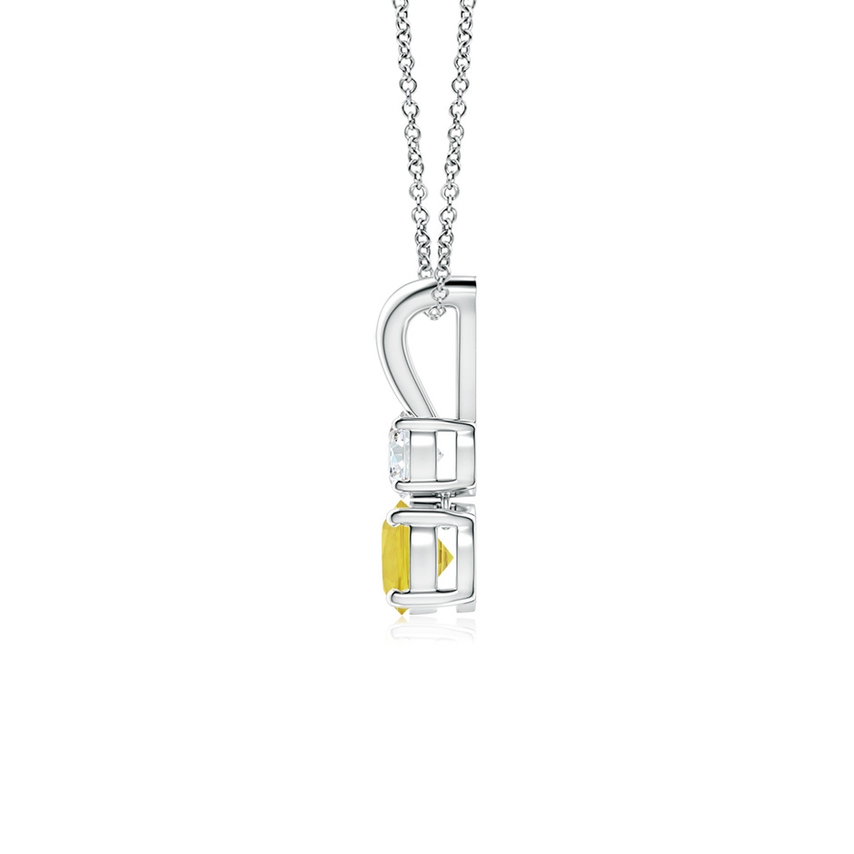 4mm AA Round Yellow Sapphire and Diamond Two Stone Pendant in White Gold side-1