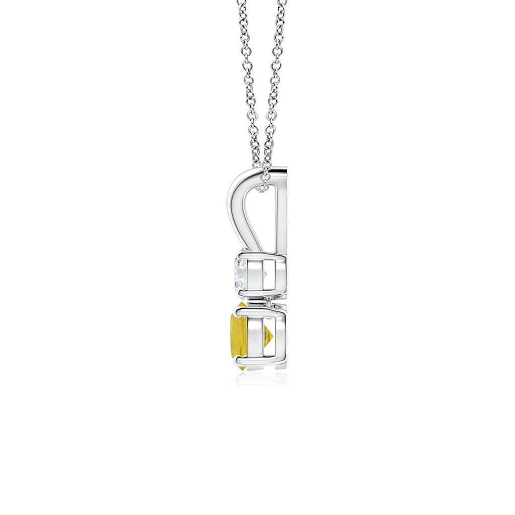 4mm AAA Round Yellow Sapphire and Diamond Two Stone Pendant in White Gold Side-1