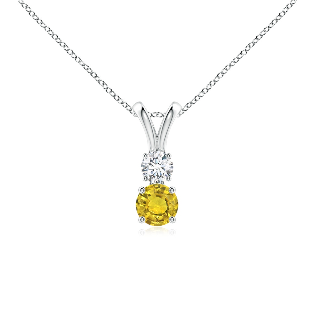4mm AAAA Round Yellow Sapphire and Diamond Two Stone Pendant in P950 Platinum