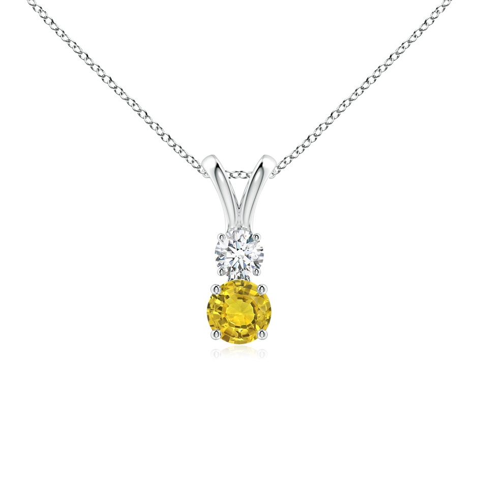 4mm AAAA Round Yellow Sapphire and Diamond Two Stone Pendant in P950 Platinum 