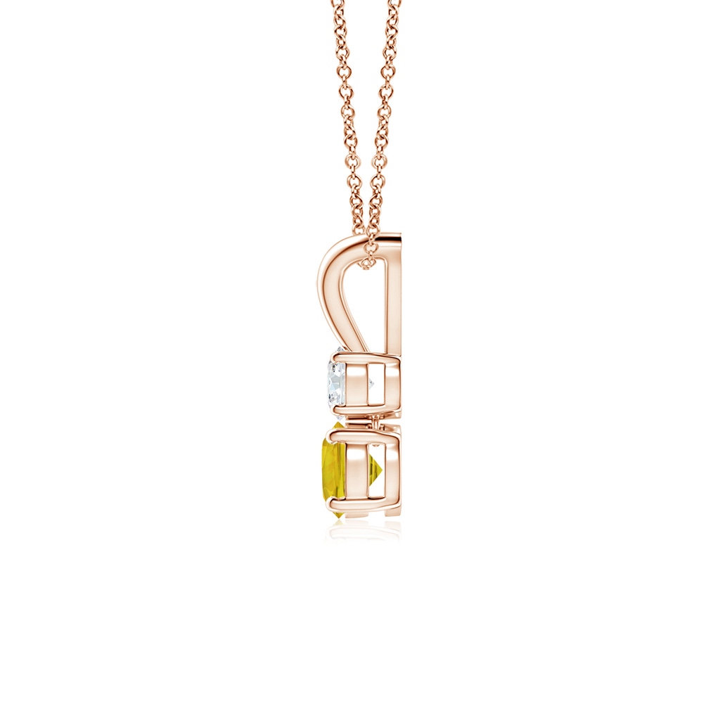 4mm AAAA Round Yellow Sapphire and Diamond Two Stone Pendant in Rose Gold - side_1