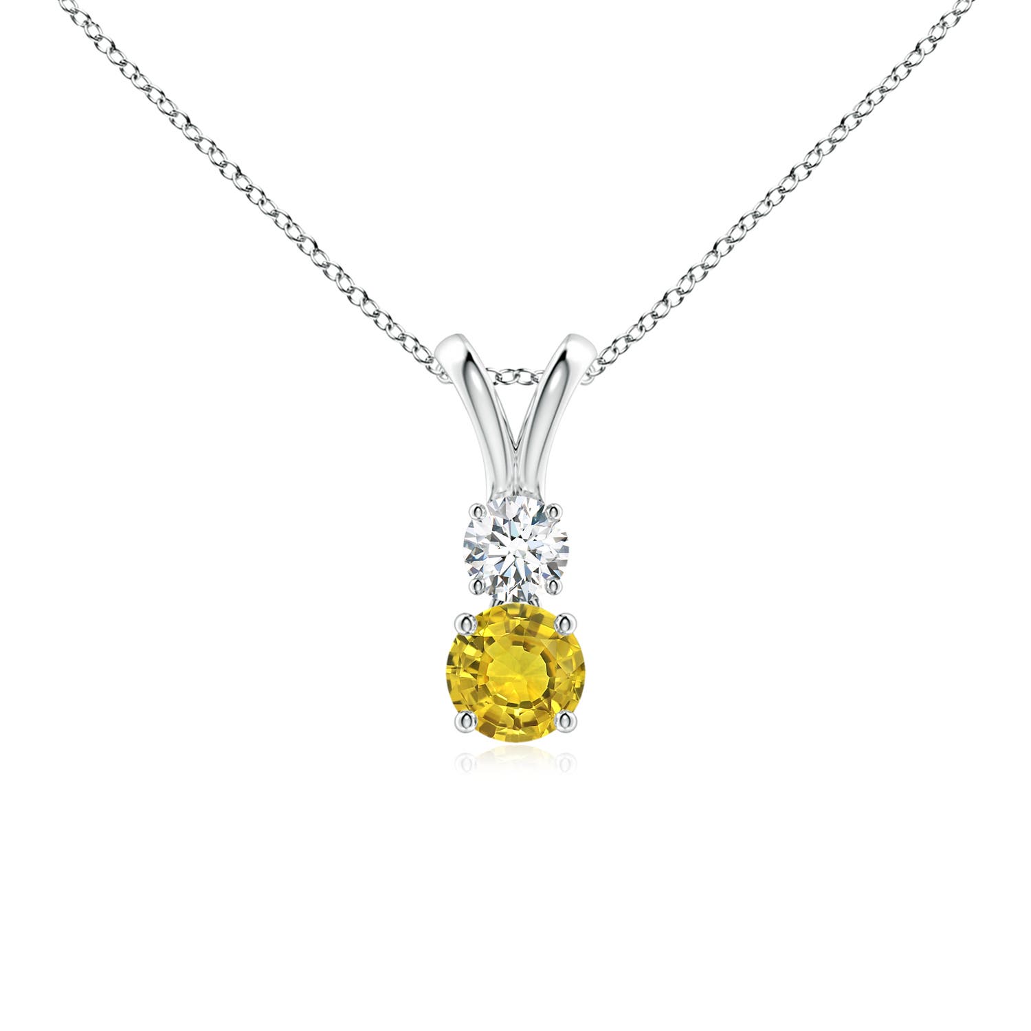 AAAA - Yellow Sapphire / 0.38 CT / 14 KT White Gold