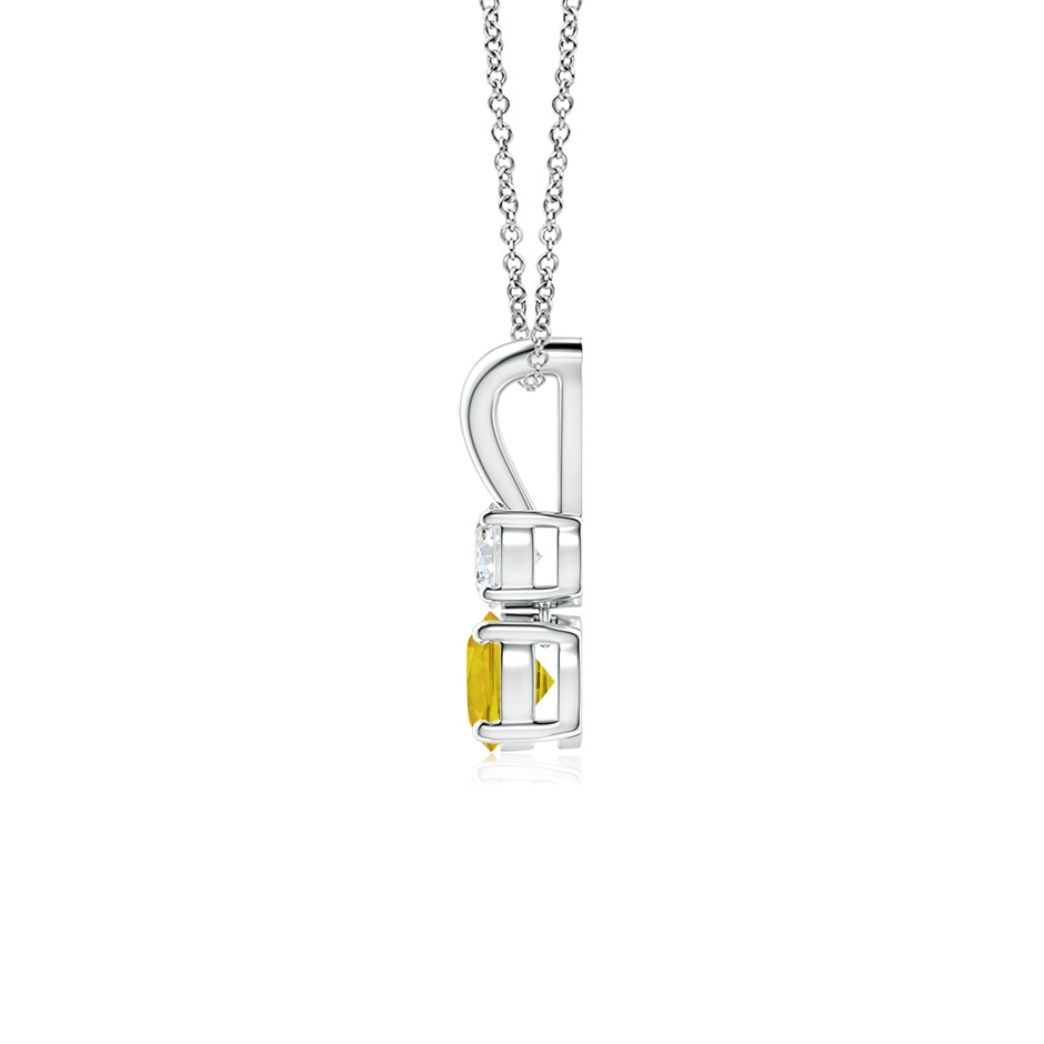 4mm AAAA Round Yellow Sapphire and Diamond Two Stone Pendant in White Gold side-1