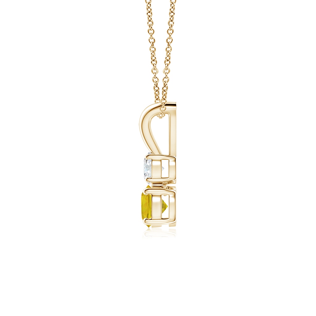 4mm AAAA Round Yellow Sapphire and Diamond Two Stone Pendant in Yellow Gold Side-1