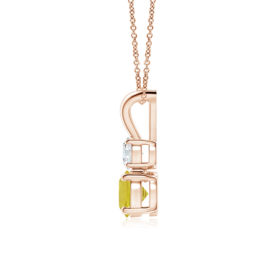 5mm A Round Yellow Sapphire and Diamond Two Stone Pendant in Rose Gold side-1