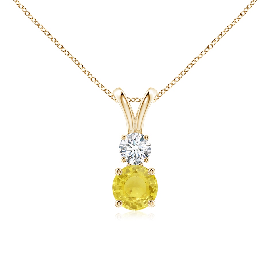 5mm A Round Yellow Sapphire and Diamond Two Stone Pendant in Yellow Gold 