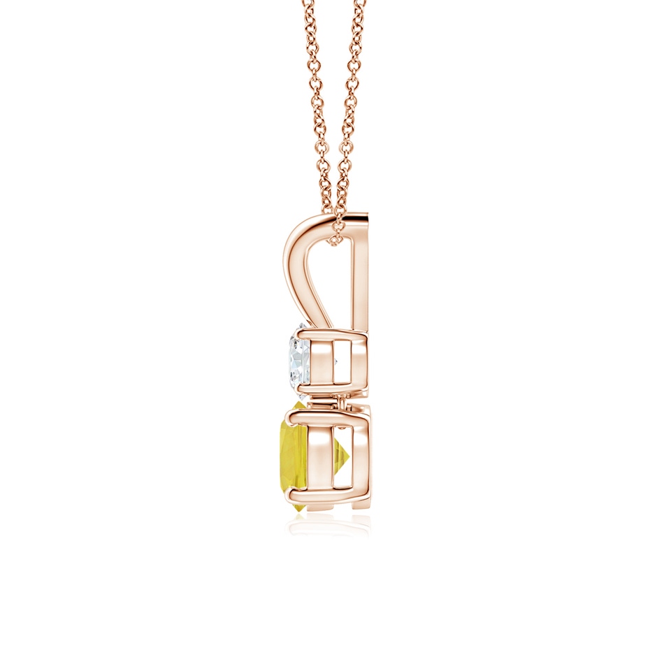5mm AA Round Yellow Sapphire and Diamond Two Stone Pendant in Rose Gold side-1