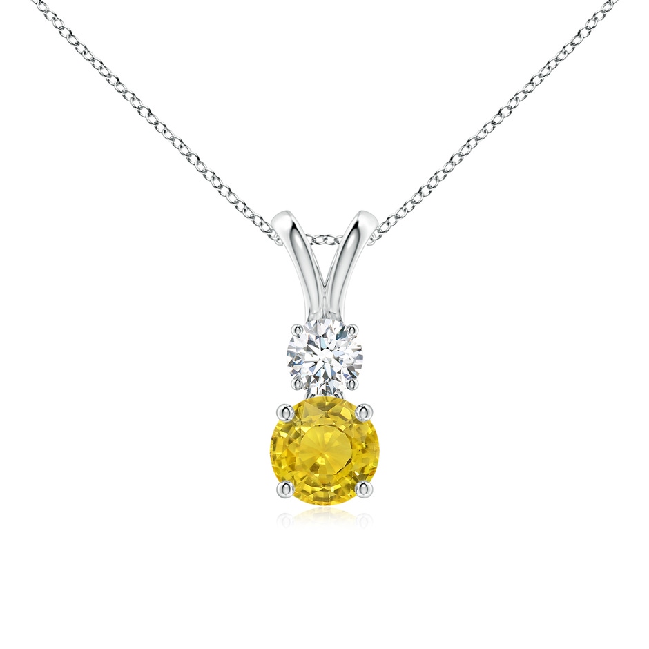5mm AAA Round Yellow Sapphire and Diamond Two Stone Pendant in P950 Platinum 