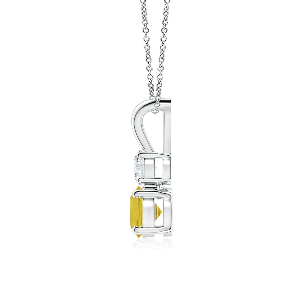 5mm AAA Round Yellow Sapphire and Diamond Two Stone Pendant in White Gold Side-1